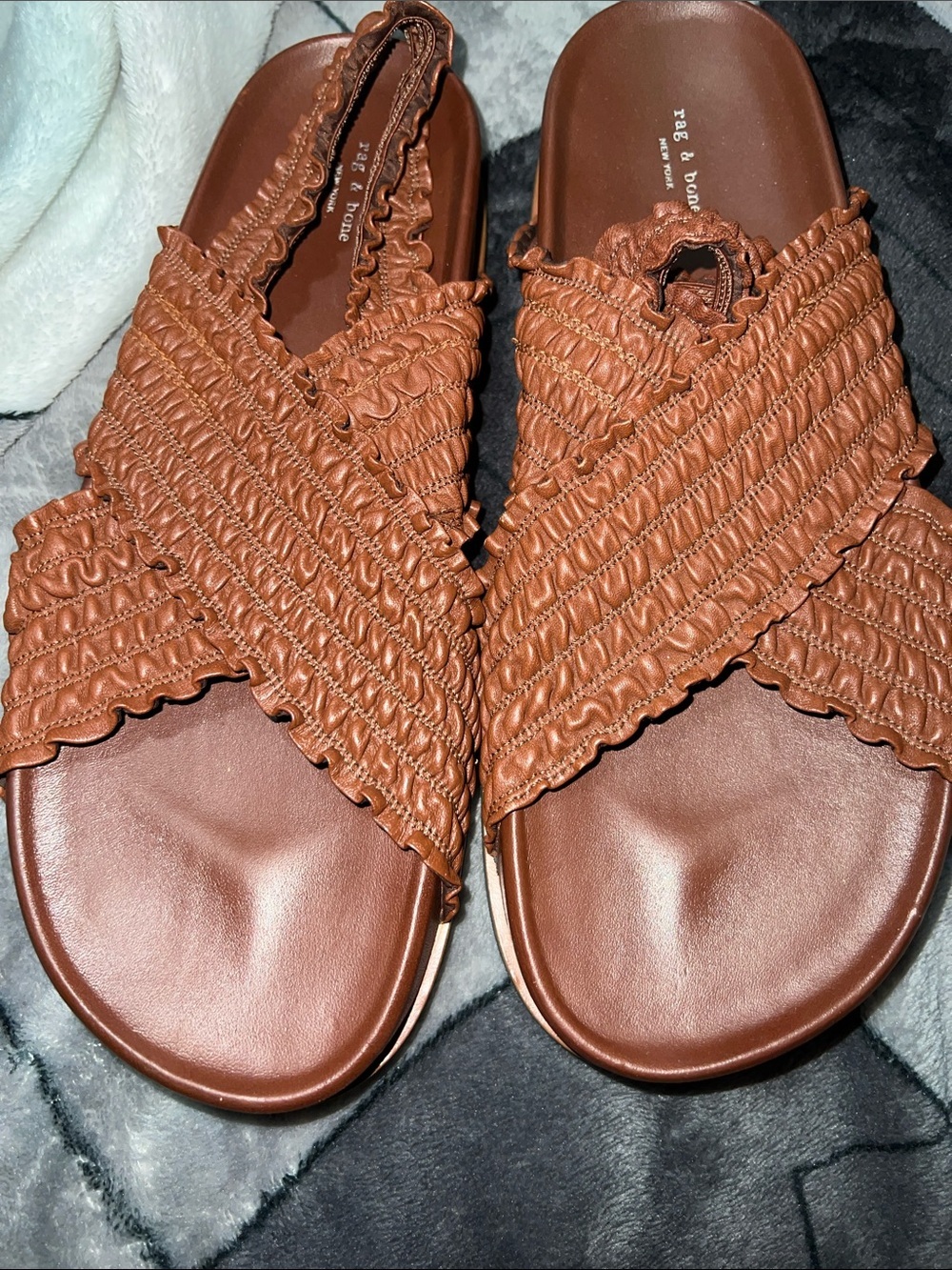 rag & bone Bailey Leather Cross-Strap Slingback Sandals size 7.5 or 37.5 - Picture 1 of 14